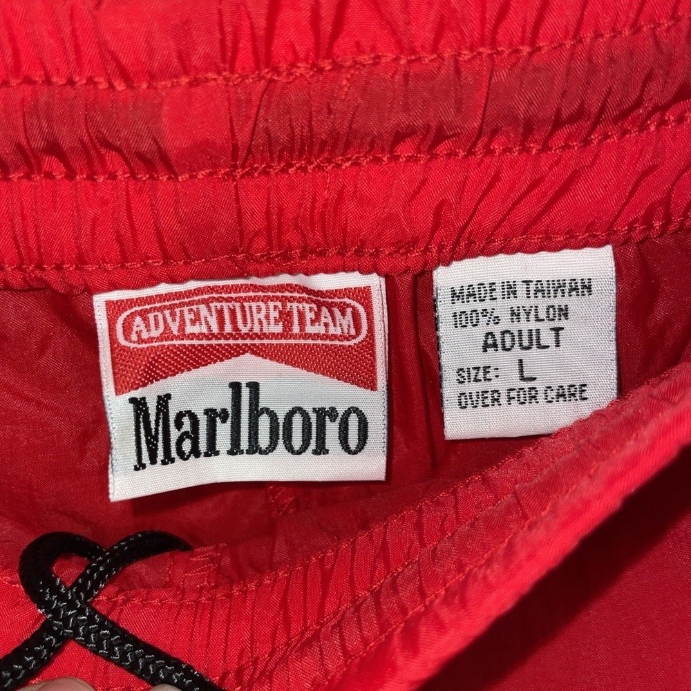 Vintage 90s Marlboro Adventure Team Red Track Pants Size L Nylon Windbreaker - Picture 4 of 4